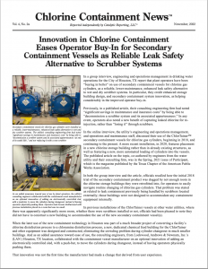 Enhanced Chlorine Storage Building Design, and Containment Product Innovation, Ease Operator Buy-In for Secondary Containment Vessels for Chlorine Gas Cylinders As Reliable and Enhanced Leak Safety Alternative to Scrubber Systems